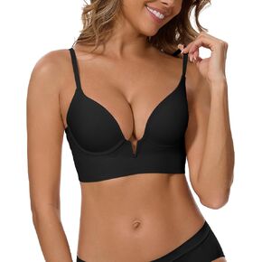 Low Back V Plunge Seamless Bras for Women Backless Push Up Bra Low Cut Convertible Underwire Bras