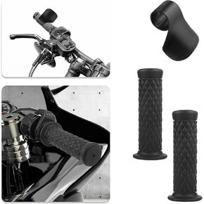 Motorcycle Grips + Motorcycle Throttle Assist,Anti-Slip Rubber Motorcycle Handlebar Grips with 7/8" Left & 1" Right,Motorcycle Accessories Compatible with Honda Suzuki Harley (Black)