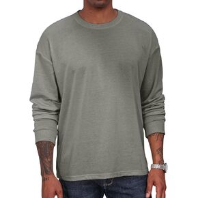 Opomelo Men's Fashion Loose Fit T-Shirt Crew Neck Workout T Shirt Athletic Lightweight Long Sleeve Shirt