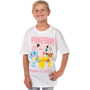 Pokemon Boys Ready to Battle Generation 1 Pokemon Character Pikachu, Squirtle, Eevee, Jigglypuff Kids T-Shirt
