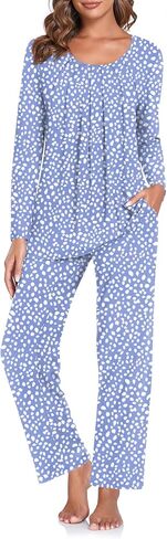 TAOHUADAO Women's Fall Pajamas Set with Pockets Soft Pants with Long Sleeve Top Ladies Sleepwear in Saudi Arabia