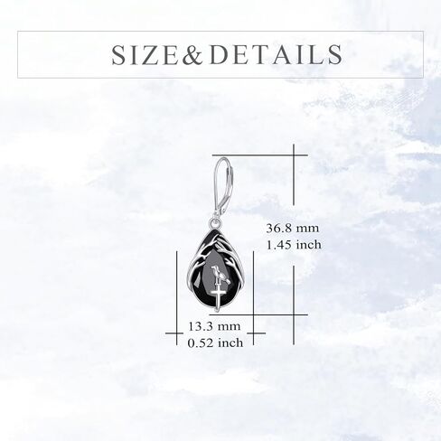 Black Tourmaline Earrings Sterling Silver Dangle Drop Leverback Earrings Jewelry Spiritual Protection Gifts for Women in Kuwait