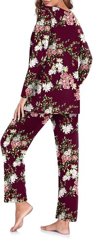 TAOHUADAO Women's Fall Pajamas Set with Pockets Soft Pants with Long Sleeve Top Ladies Sleepwear in Kuwait