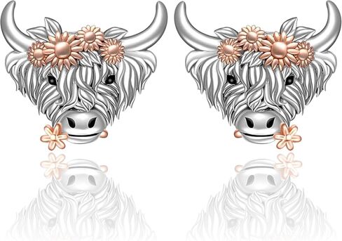Axolotl/Highland Cow/Pig Earrings for Women 925 Sterling Silver Jewelry Stud Earrings Cute Fun Animal Earrings Gift for Christmas Birthday in Saudi Arabia