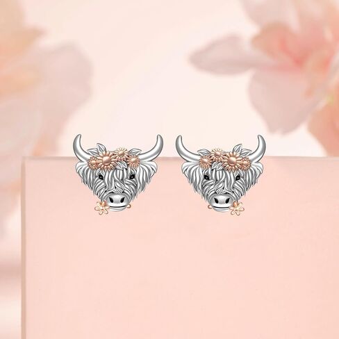 Axolotl/Highland Cow/Pig Earrings for Women 925 Sterling Silver Jewelry Stud Earrings Cute Fun Animal Earrings Gift for Christmas Birthday in Saudi Arabia