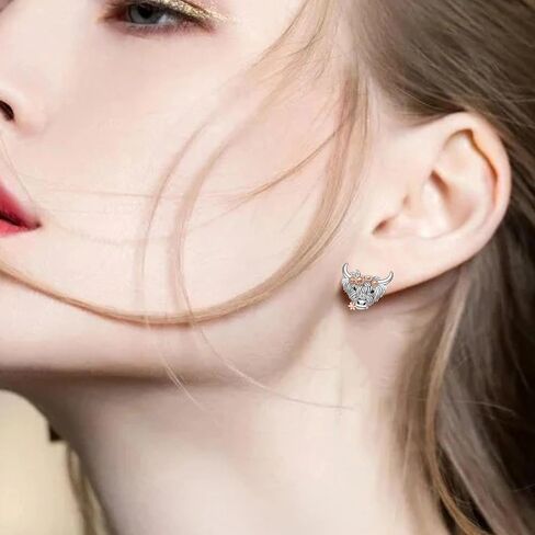 Axolotl/Highland Cow/Pig Earrings for Women 925 Sterling Silver Jewelry Stud Earrings Cute Fun Animal Earrings Gift for Christmas Birthday in Saudi Arabia