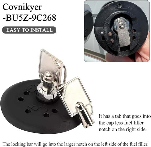 قفل غطاء خزان باب الوقود مع غطاء ومفاتيح متوافقة مع 2015-2023 فورد موستانج إسكيب غطاء غاز بديل لباب الوقود مع قفل قابس الوقود BU5Z-9C268-B in Kuwait