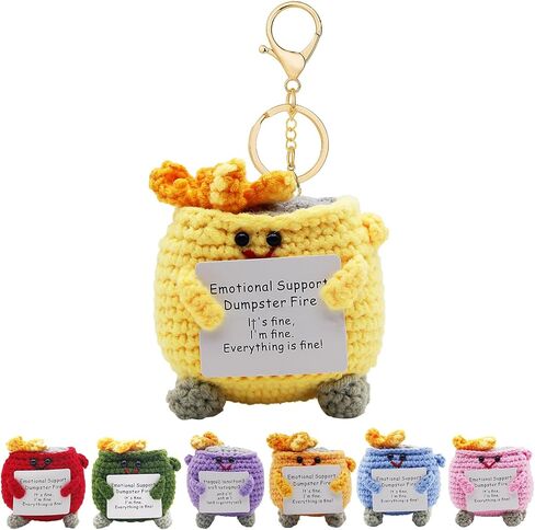 Emotional Support Dumpster Fire Crochet Keychains, Cute Keychain, Emotional Support Crochet Dumpster Fire Keychain in Saudi Arabia