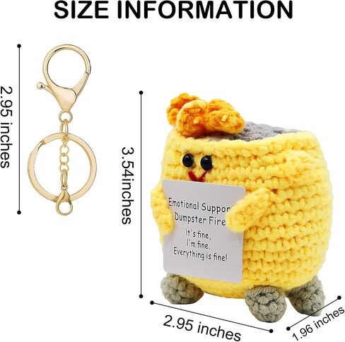 Emotional Support Dumpster Fire Crochet Keychains, Cute Keychain, Emotional Support Crochet Dumpster Fire Keychain in Saudi Arabia