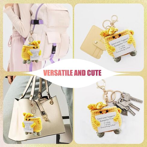 Emotional Support Dumpster Fire Crochet Keychains, Cute Keychain, Emotional Support Crochet Dumpster Fire Keychain in Saudi Arabia