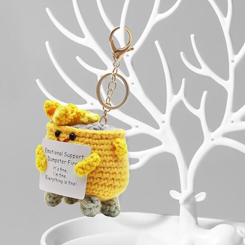 Emotional Support Dumpster Fire Crochet Keychains, Cute Keychain, Emotional Support Crochet Dumpster Fire Keychain in Saudi Arabia