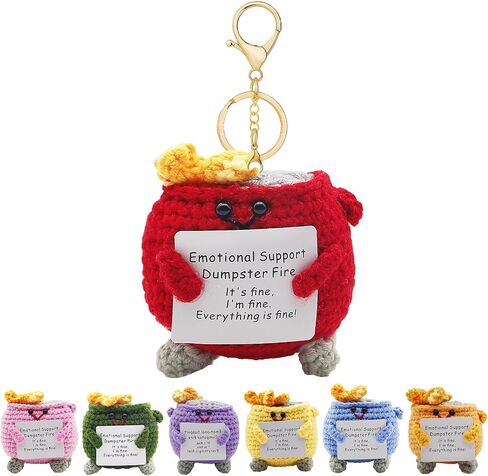 Emotional Support Dumpster Fire Crochet Keychains, Cute Keychain, Emotional Support Crochet Dumpster Fire Keychain in Saudi Arabia