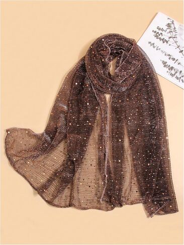 Floerns Women's Sequin Bandana Square Scarf Silk Scarves Mesh Shawl and Wrap in Saudi Arabia