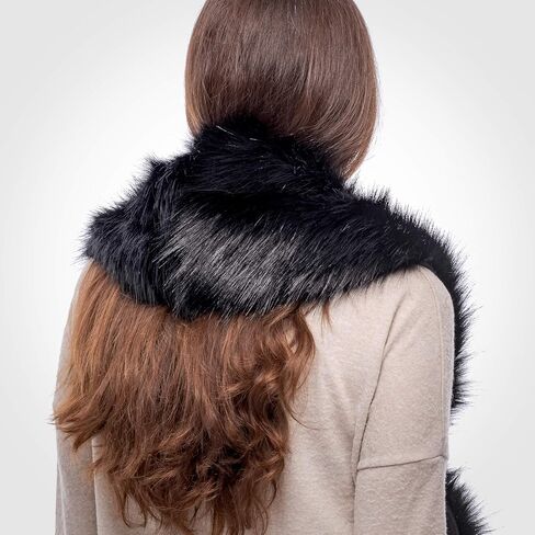 Futrzane Classic Shawl - Faux Fur Stoles Wraps for Women - Large Fake Fur Scarf in Kuwait