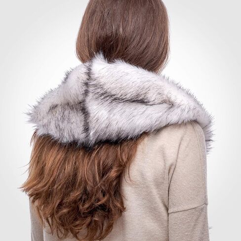 Futrzane Classic Shawl - Faux Fur Stoles Wraps for Women - Large Fake Fur Scarf in Kuwait