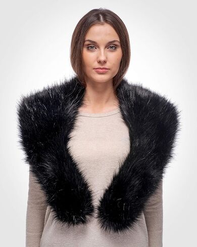 Futrzane Classic Shawl - Faux Fur Stoles Wraps for Women - Large Fake Fur Scarf in Kuwait