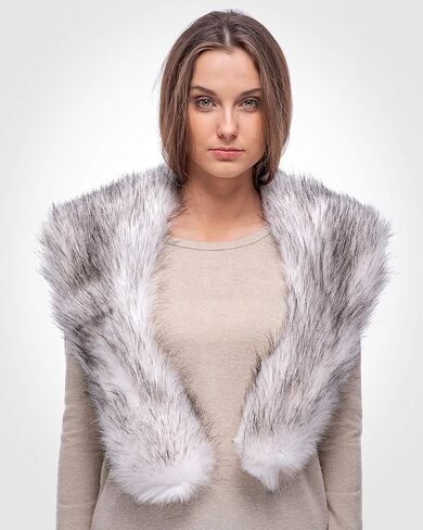 Futrzane Classic Shawl - Faux Fur Stoles Wraps for Women - Large Fake Fur Scarf in Kuwait