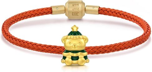 سوار تشاو سانغ سانغ 999 24K من الذهب الصلب لعطلة الدب والشجرة للنساء 17 سم 94563C in Kuwait