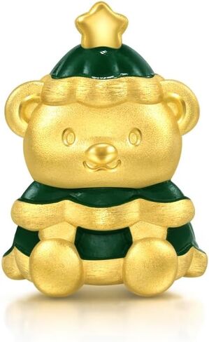 سوار تشاو سانغ سانغ 999 24K من الذهب الصلب لعطلة الدب والشجرة للنساء 17 سم 94563C in Kuwait