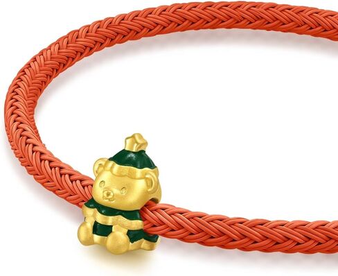 سوار تشاو سانغ سانغ 999 24K من الذهب الصلب لعطلة الدب والشجرة للنساء 17 سم 94563C in Kuwait