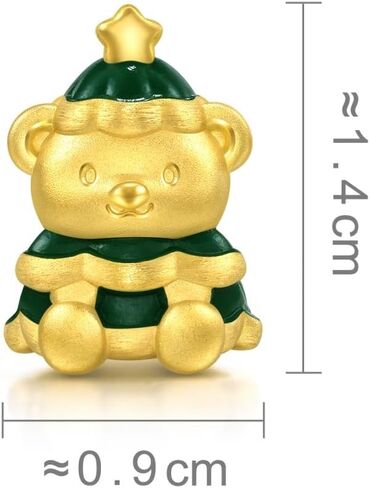 سوار تشاو سانغ سانغ 999 24K من الذهب الصلب لعطلة الدب والشجرة للنساء 17 سم 94563C in Kuwait
