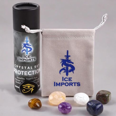 Manifestion Kits: 7 Crystals for Protection & Clearing Negative Vibrations - Engraved Black Obsidian, Howlite, Tiger's Eye, Flower Agate, Amethyst, Sodalite, & Dragon Blood, Release Energy Gift Set in Saudi Arabia