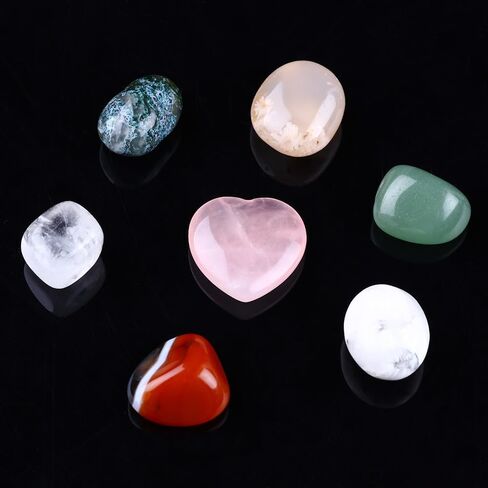 Manifestion Kits: 7 Crystals for Protection & Clearing Negative Vibrations - Engraved Black Obsidian, Howlite, Tiger's Eye, Flower Agate, Amethyst, Sodalite, & Dragon Blood, Release Energy Gift Set in Saudi Arabia