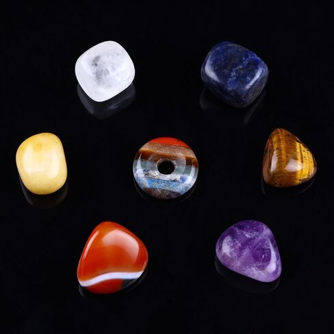 Manifestion Kits: 7 Crystals for Protection & Clearing Negative Vibrations - Engraved Black Obsidian, Howlite, Tiger's Eye, Flower Agate, Amethyst, Sodalite, & Dragon Blood, Release Energy Gift Set in Saudi Arabia