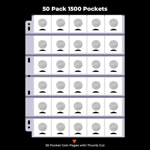 150-Sheets Double-Side 3-Pocket Currency Pages - 11 Holes for Currency Binder, 900 Pockets Paper Money Collection Pages for Dollar Bills, Banknotes and Coupons, Currency Sleeves Collecting Album Pages in Kuwait