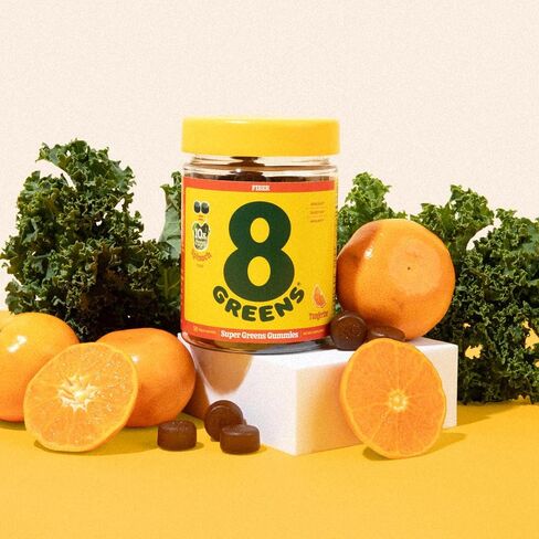 8Greens Daily Fiber Super Greens Gummies - Tangerine Flavor: Boost Immune System & Digestive Health with 8 Real Greens - Non-GMO Formula, Chewables, 50 Vegan Gummies, Pack of 2 in Saudi Arabia