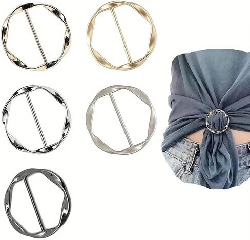 Scarf Rings for Women Silk Scarf Rings Metal Tshirt Tie Circle Clip Buckles Scarf Rings Slides for Scarves Shawl Silk Neckerchief Tshirt Coat Belt Buckle Jewelry Gifts… in Kuwait