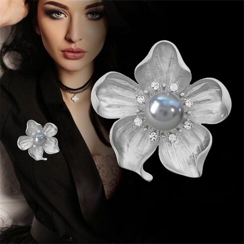 WCRAZYE Yellow Flower White Pearl Brooch for Women Girls Gold Autumn Flower Pins Autumn Fall Flower Broach for Mother Wife GF Wedding Bridal Bouquet Party Charm Flower Pin for Christmas Valentine's Day in Kuwait