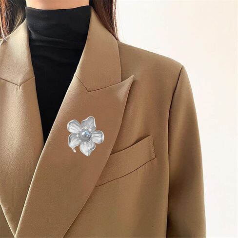 WCRAZYE Yellow Flower White Pearl Brooch for Women Girls Gold Autumn Flower Pins Autumn Fall Flower Broach for Mother Wife GF Wedding Bridal Bouquet Party Charm Flower Pin for Christmas Valentine's Day in Kuwait