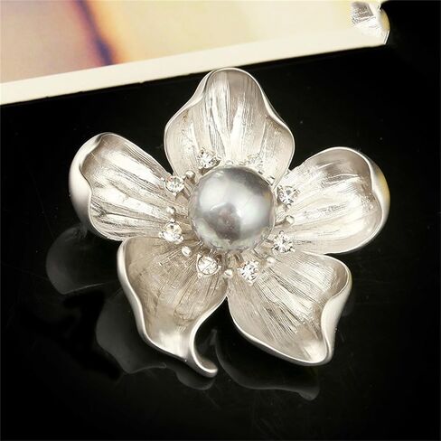 WCRAZYE Yellow Flower White Pearl Brooch for Women Girls Gold Autumn Flower Pins Autumn Fall Flower Broach for Mother Wife GF Wedding Bridal Bouquet Party Charm Flower Pin for Christmas Valentine's Day in Kuwait