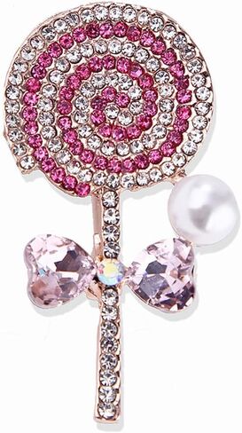 Lollipop Brooch Pin Crystal Lollipop collar Pin Women Dress Suit Accessories Sweet Candy Shape Trinket Pin in Saudi Arabia