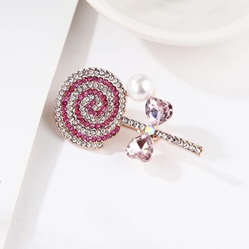 Lollipop Brooch Pin Crystal Lollipop collar Pin Women Dress Suit Accessories Sweet Candy Shape Trinket Pin in Saudi Arabia