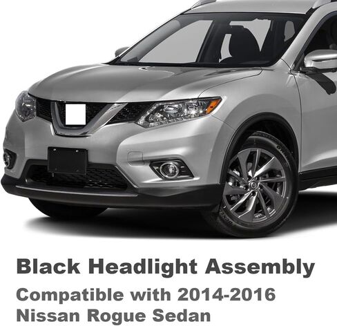 مناسب لمصابيح Nissan Rogue الأمامية 2014 2015 2016 مع LED DRL، متوافق مع المصابيح الأمامية الهالوجين 14-16 Rogue من الكروم، غطاء بديل للسائق من جانب الركاب بدون مصابيح in Kuwait