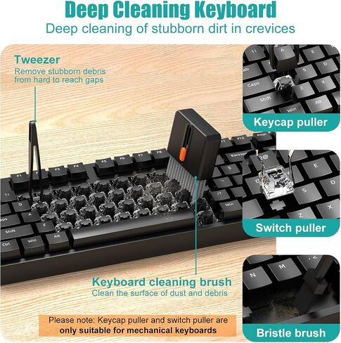 VICHYIE Keyboard Cleaning Kit with Brush, Computer Laptop Cleaner Kit, Phone Cleaning Tool, Multi-Function Cleaner Kit for Earbuds, Cellphones, PC, Screens, Camera Lens, Electronics Devices in Saudi Arabia