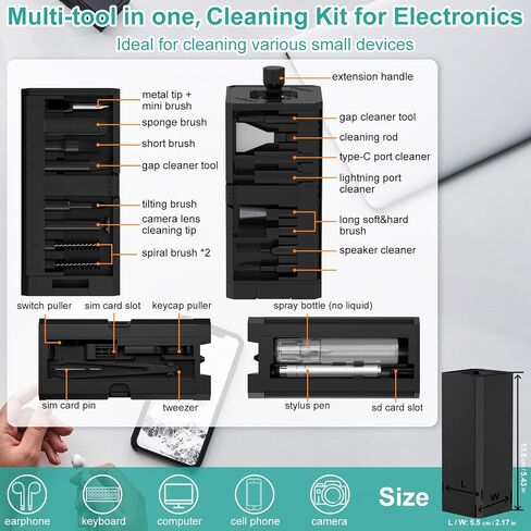 VICHYIE Keyboard Cleaning Kit with Brush, Computer Laptop Cleaner Kit, Phone Cleaning Tool, Multi-Function Cleaner Kit for Earbuds, Cellphones, PC, Screens, Camera Lens, Electronics Devices in Saudi Arabia