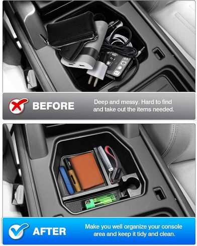 منظم وحدة التحكم المركزية قطعتين من Karltys لملحقات Land Rover Defender 2020-2025 90 110 130 (ليس لإصدار الثلاجة)، صينية وحدة تحكم وسطية ABS متينة وصينية إدخال صندوق تخزين مسند الذراع in Kuwait