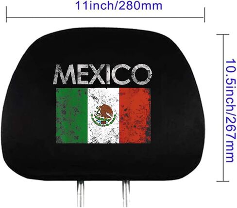 2 Pack Headrest Covers for Vintage Mexico Mexican Flag, Soft Black Fabric Head Rest Cover Universal Fit to All Car/Truck Models in Saudi Arabia