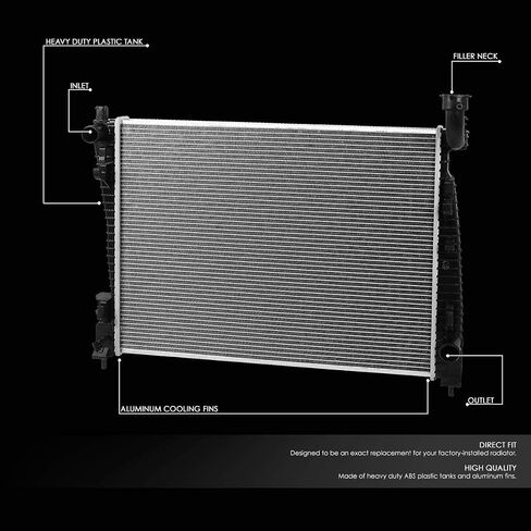 DNA Motoring OEM-RA-13200 1-Row OE Style Aluminum Cooling Radiator Compatible with 11-18 Durango/Grand Cherokee AT, 25-1/16" W X 20-9/16" H X 1" D, 1-1/2" Inlet, 1-1/2" Outlet in Saudi Arabia