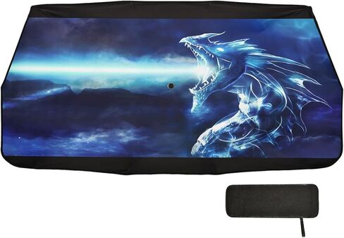 Blue Fire Dragon Car Windshield Sun Shade Umbrella Foldable Car Front Window Sunshade Umbrella UV & Heat Full Cover Car Front Windshield for Most Vehicle in Saudi Arabia