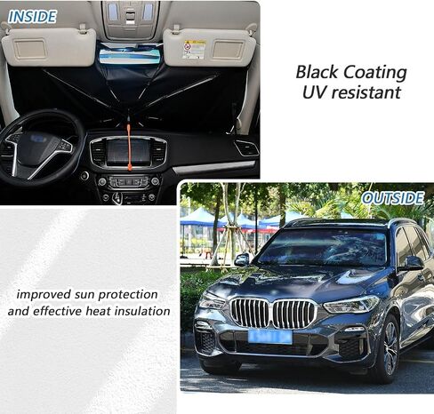 Blue Fire Dragon Car Windshield Sun Shade Umbrella Foldable Car Front Window Sunshade Umbrella UV & Heat Full Cover Car Front Windshield for Most Vehicle in Saudi Arabia