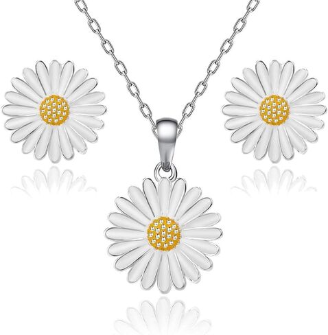 EVEVIC Daisy Flower Necklace Earrings Set for Women 18K Gold Plated Hypoallergenic Jewelry Sets in Saudi Arabia