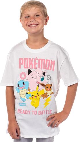 Pokemon Boys Ready to Battle Generation 1 Pokemon Character Pikachu, Squirtle, Eevee, Jigglypuff Kids T-Shirt in Kuwait