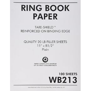 Sparco Reinforced Filler Paper, Plain, 11 x 8-1/2 Inches, White (SPRWB213)