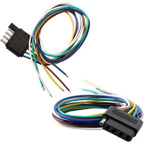 RED WOLF 5-Way Flat Trailer Wire Harness Male & Female Extension Cable Connector Plug Adapter Socket 5 Pins 18 AWG Cable Lead for RV Trailer Marine Caravans Car Truck Vans Boat 1 Pair