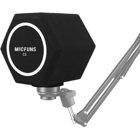 c2 ميكروفون Pop Filter Shield ملحق للزجاج الأمامي مرشح Pop، مرشح التسجيل الصوتي والضوضاء، غطاء عازل للصوت يقلل الانعكاس 45 مم - 60 مم ميكروفونات in Kuwait