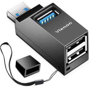 VIENON 4-Port USB 3.0 Hub [90°/180° Degree Rotatable], USB Splitter with 3 USB Ports & 1 USB C Power/Data Port, USB Extender for Laptop, Car, iMac, MacBook Air, MacBook Pro, and More
